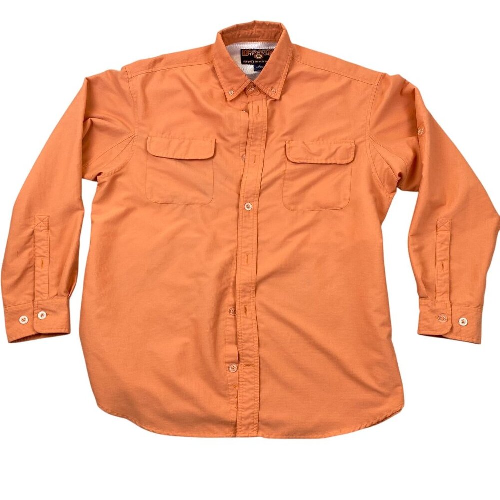 Duluth Trading Men's Shirt L Button-Up Orange Long Sleeve